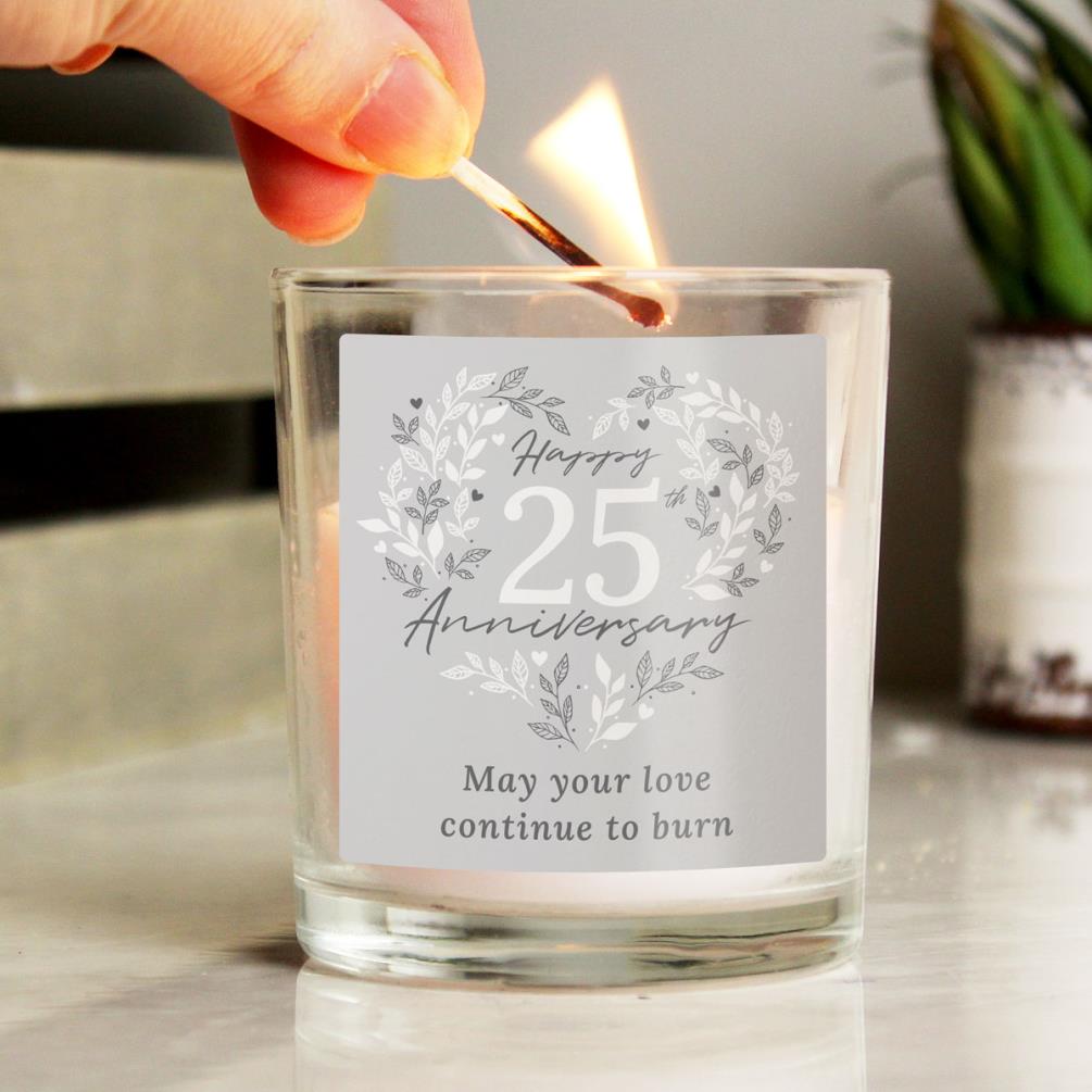 Personalised 25th Silver Wedding Anniversary Jar Candle Extra Image 2